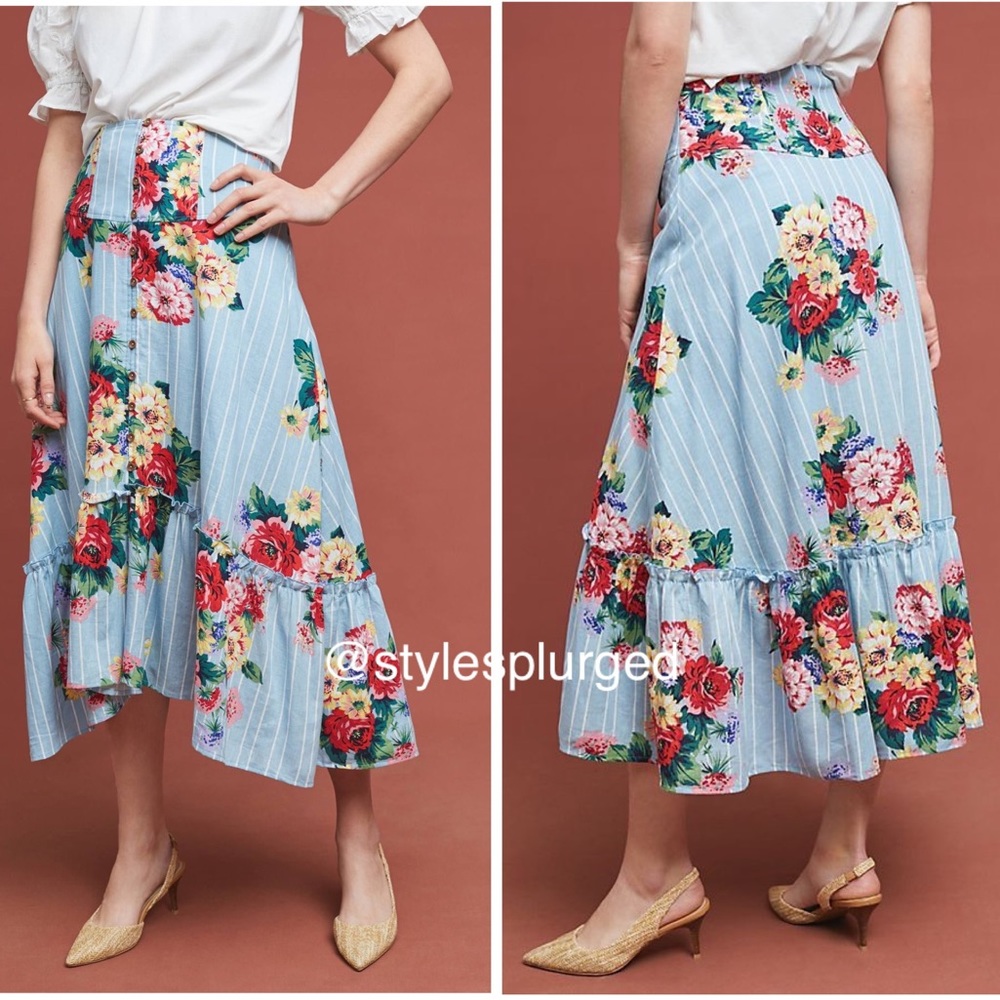 NWT ANTHRO⭐️Top Rated⭐️Claudette Midi Skirt sz 8 - Picture 2 of 9